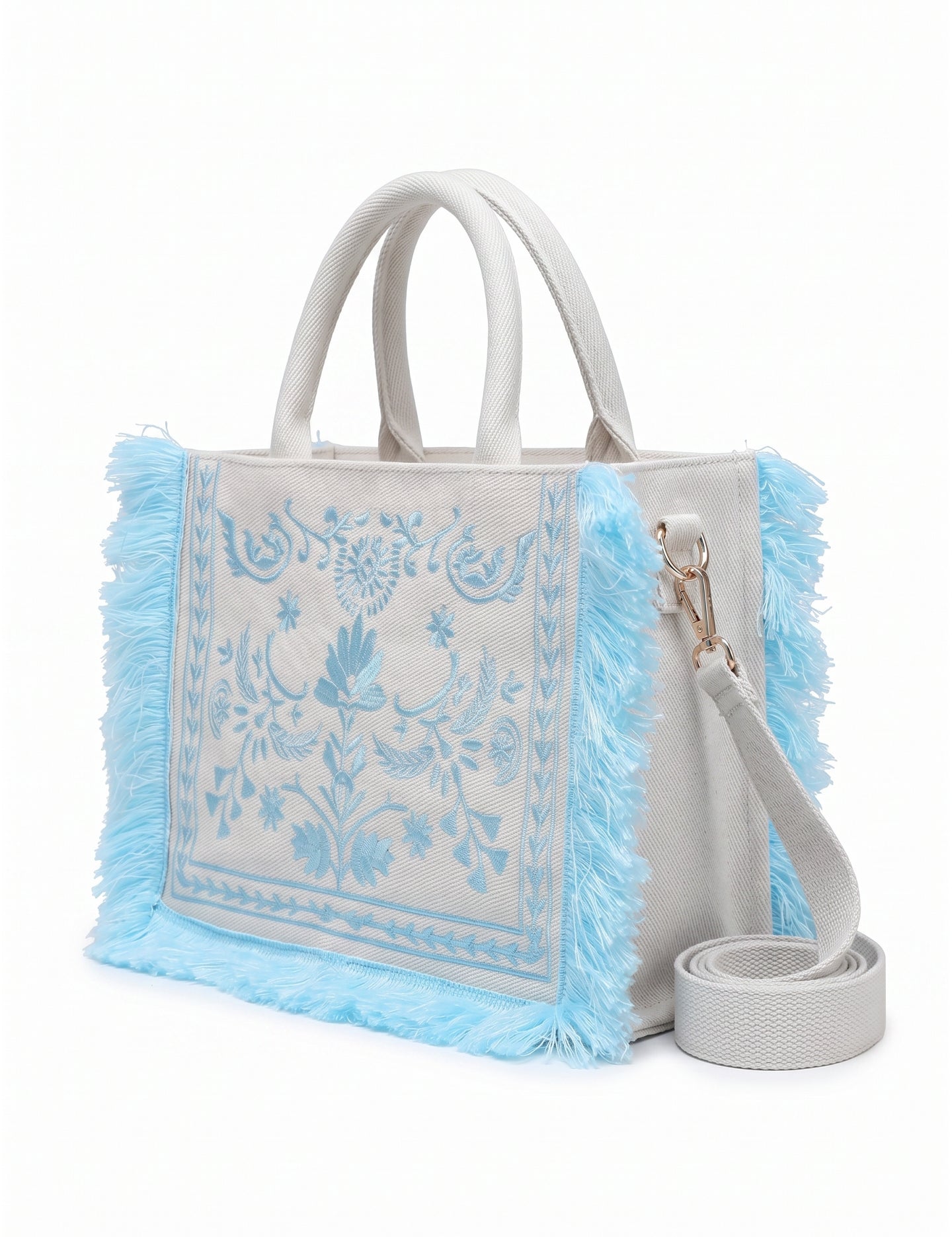 Borsa a Mano in Cotone Blu