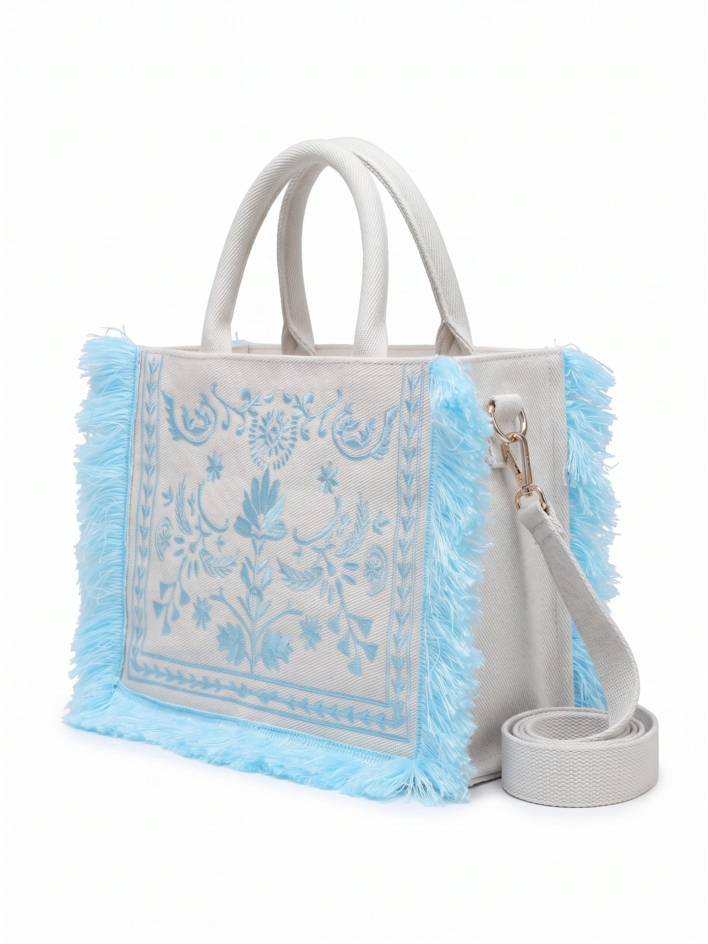 Borsa a Mano in Cotone Blu