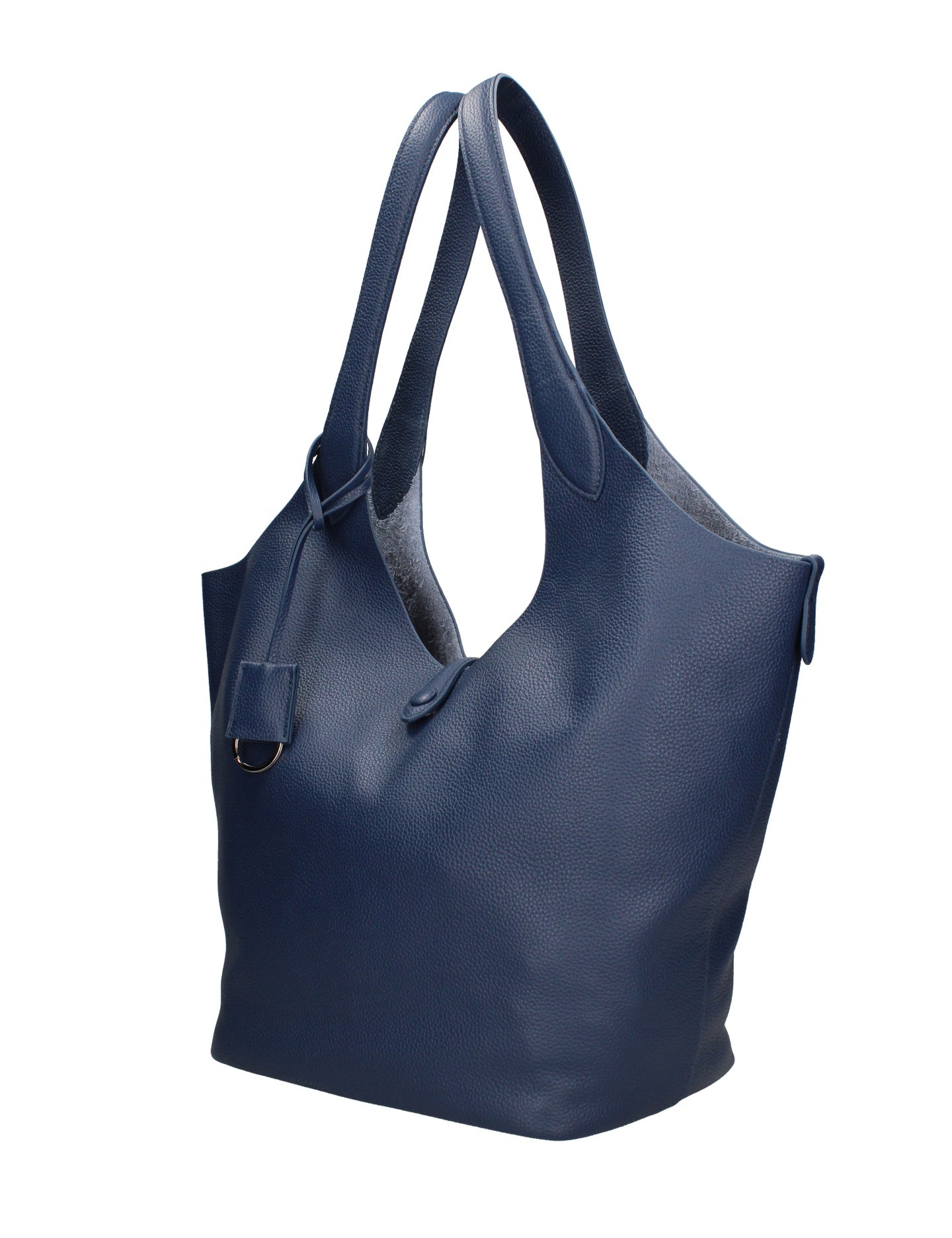 Borsa a Mano in Vera Pelle Blu Jeans