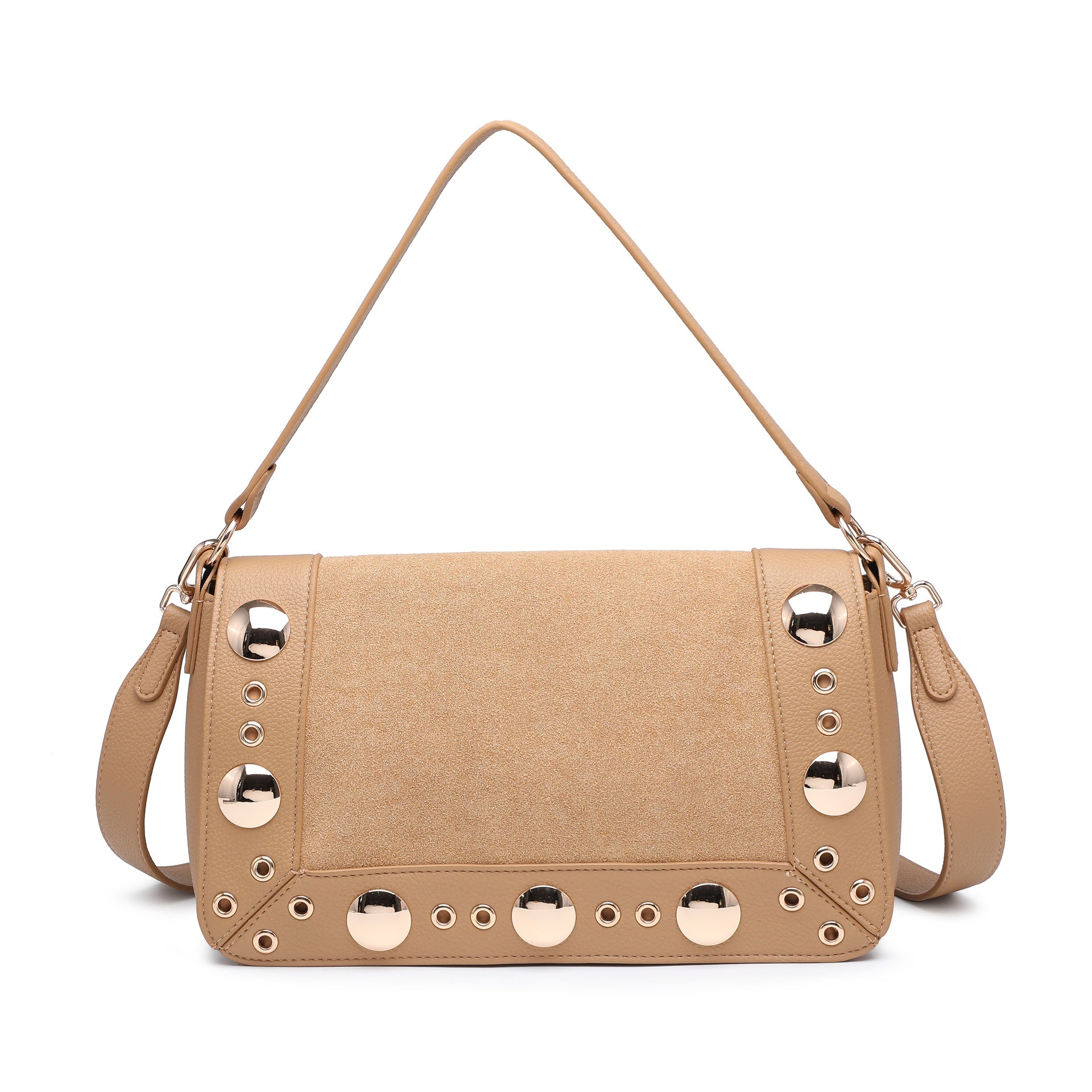 Borsa a Tracolla in Pelle Vegana Marrone Chiaro