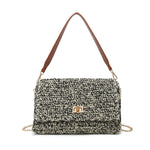 Borsa a Tracolla in Woven Straw Nero