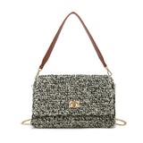Borsa a Tracolla in Woven Straw Nero