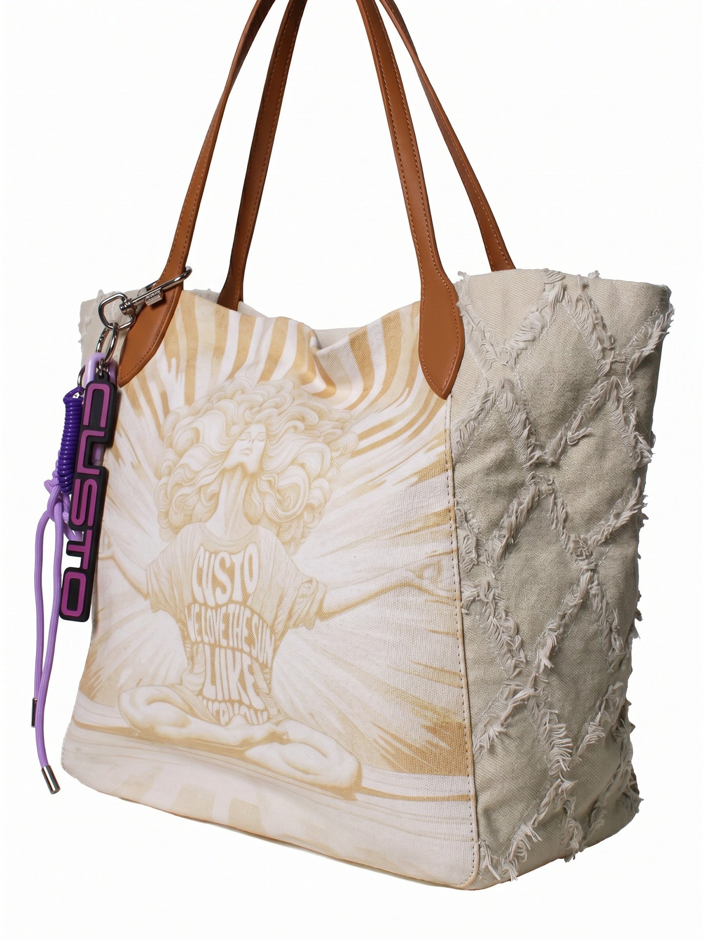 Borsa a Mano in Pelle Vegana Panna