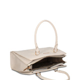 Bolso de mano de piel vegana beige