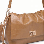 Borsa a Spalla in Pelle Vegana Marrone