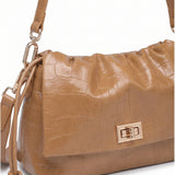 Borsa a Spalla in Pelle Vegana Marrone