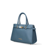 Borsa a Mano in Vera Pelle Blu Jeans