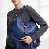 Borsa a Mano in Dollaro Leather Blu Jeans