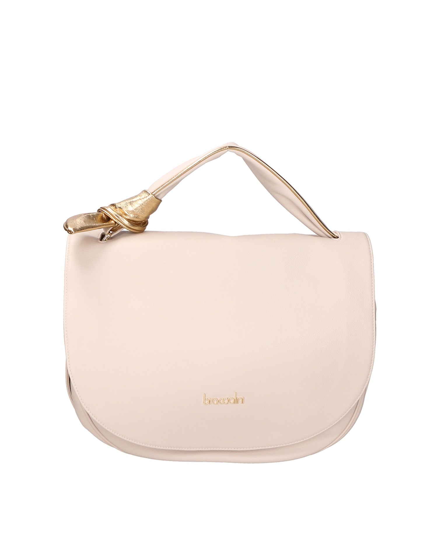 Borsa a Spalla in Vera Pelle Beige Braccialini