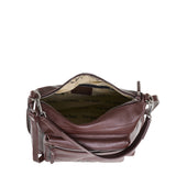 Schultertasche aus echtem Leder in Schokoladenbraun