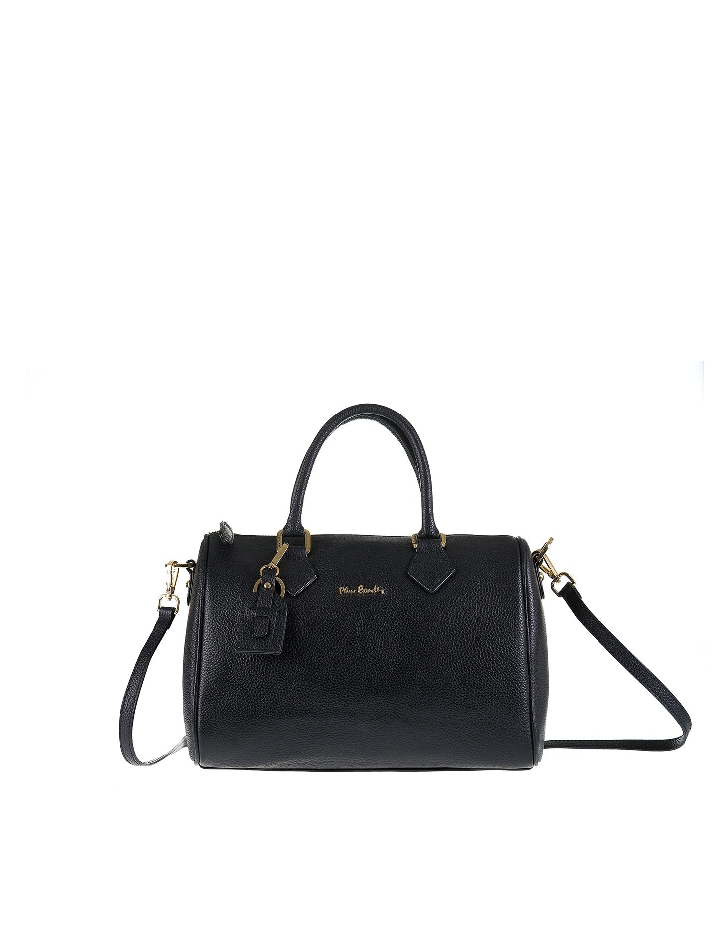 Borsa a Bauletto in Vera Pelle Nero Pierre Cardin