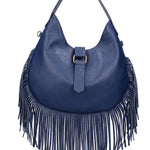 Borsa a Mano in Dollaro Leather Blu Jeans
