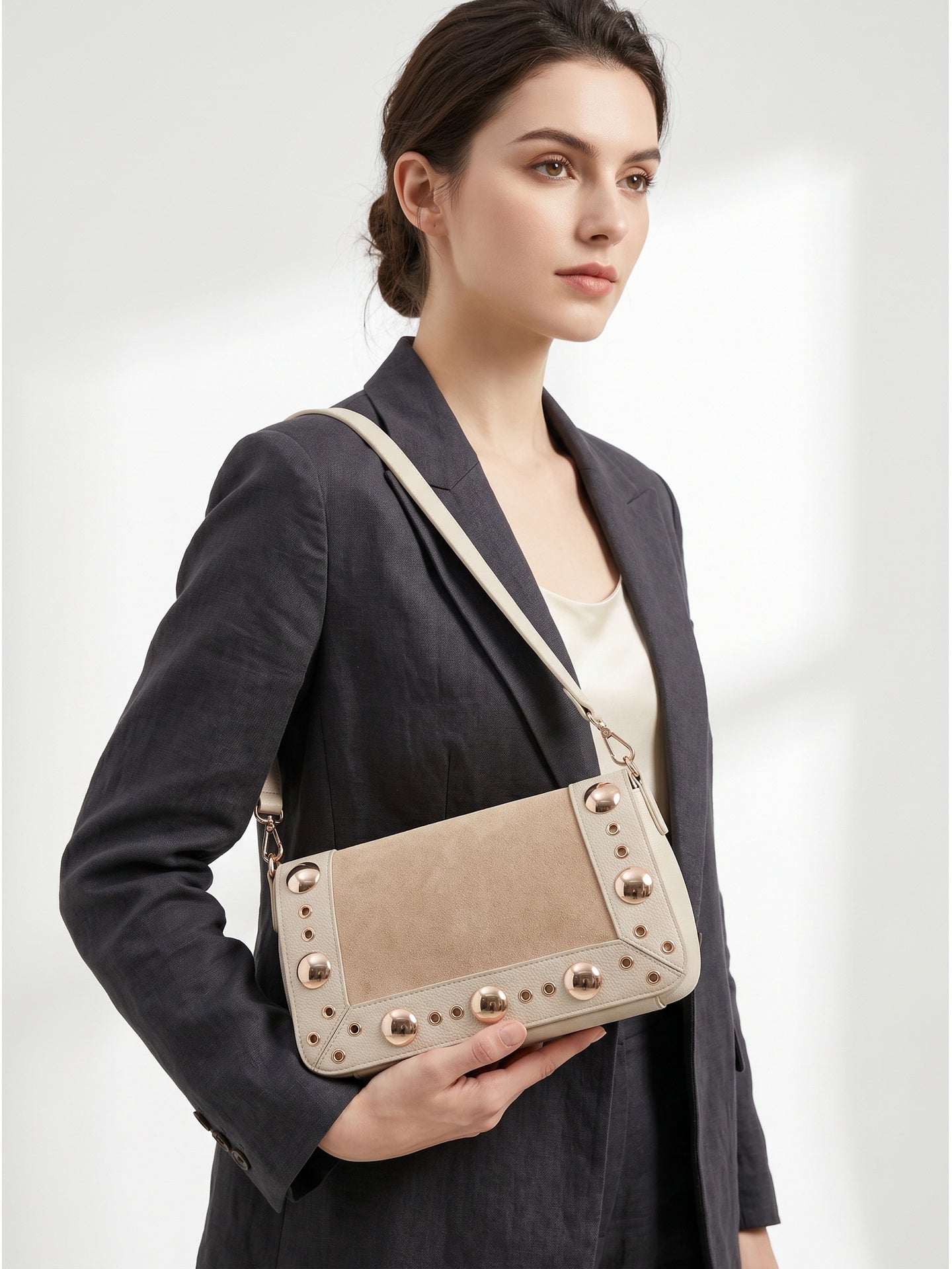 Borsa a Tracolla in Pelle Vegana Beige