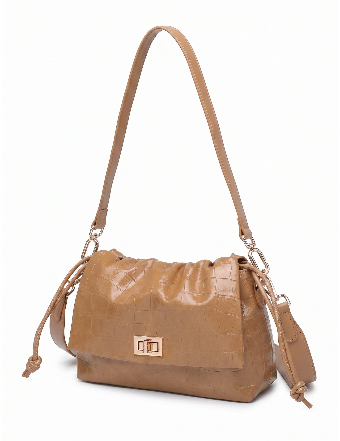 Borsa a Spalla in Pelle Vegana Marrone