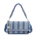 Borsa a Tracolla in Poliestere Blu e Bianco Kassandra