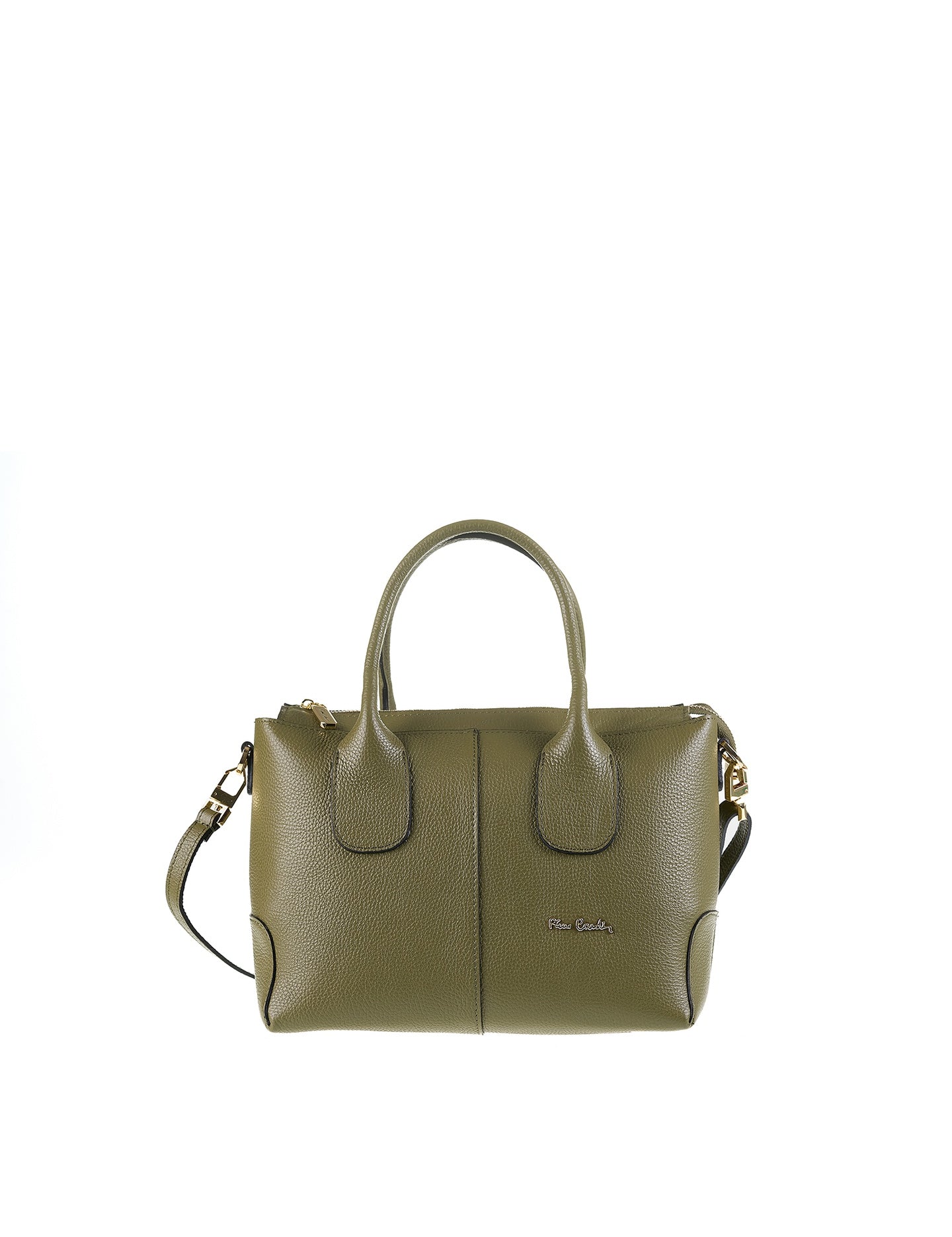 Borsa a Mano in Vera Pelle Verde Militare Pierre Cardin
