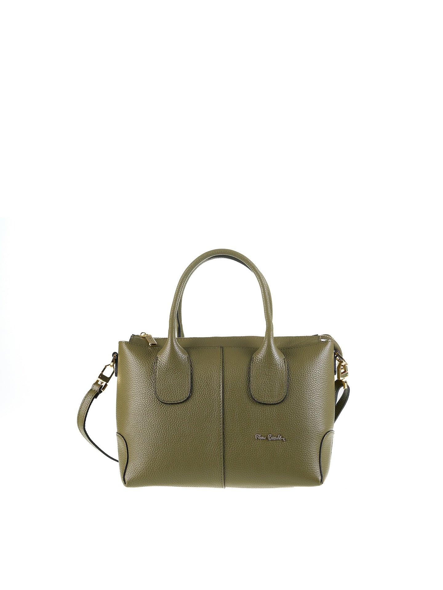 Borsa a Mano in Vera Pelle Verde Militare Pierre Cardin