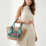 Borsa Shopper in Rattan Blu