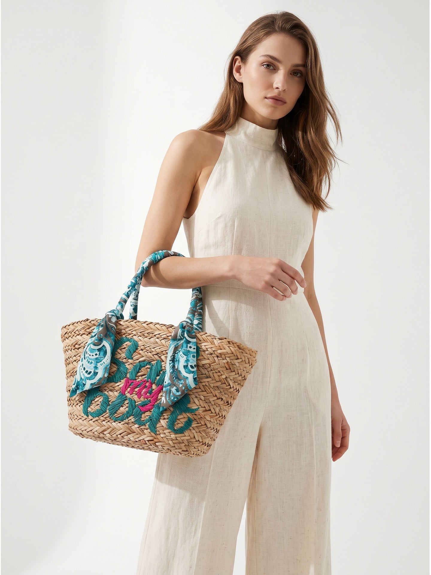 Borsa Shopper in Rattan Blu