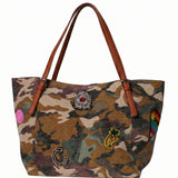Borsa a Mano in Pelle Vegana Verde Militare