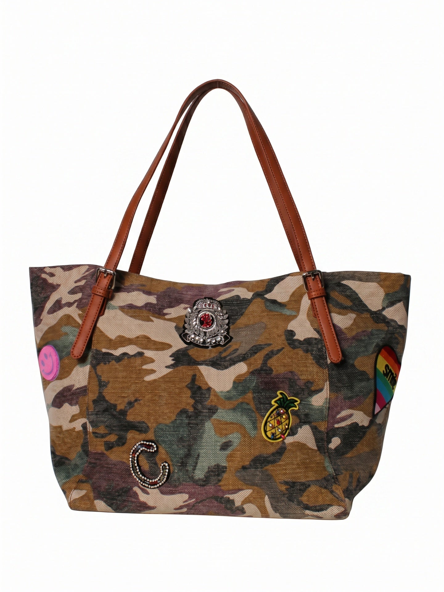 Borsa a Mano in Pelle Vegana Verde Militare