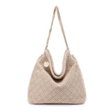 Bolso de hombro de poliéster beige