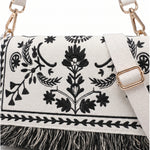 Borsa a Spalla in Cotone Nero