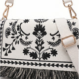 Borsa a Spalla in Cotone Nero
