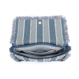 Bolso de hombro de poliéster azul y gris topo