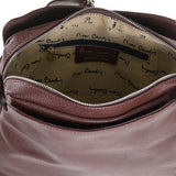 Schultertasche aus echtem Leder in Schokoladenbraun