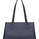 Blaue Schultertasche aus veganem Leder