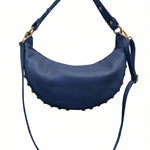 Borsa a Tracolla in Dollaro Leather Blu Jeans