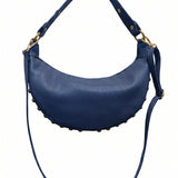 Borsa a Tracolla in Dollaro Leather Blu Jeans