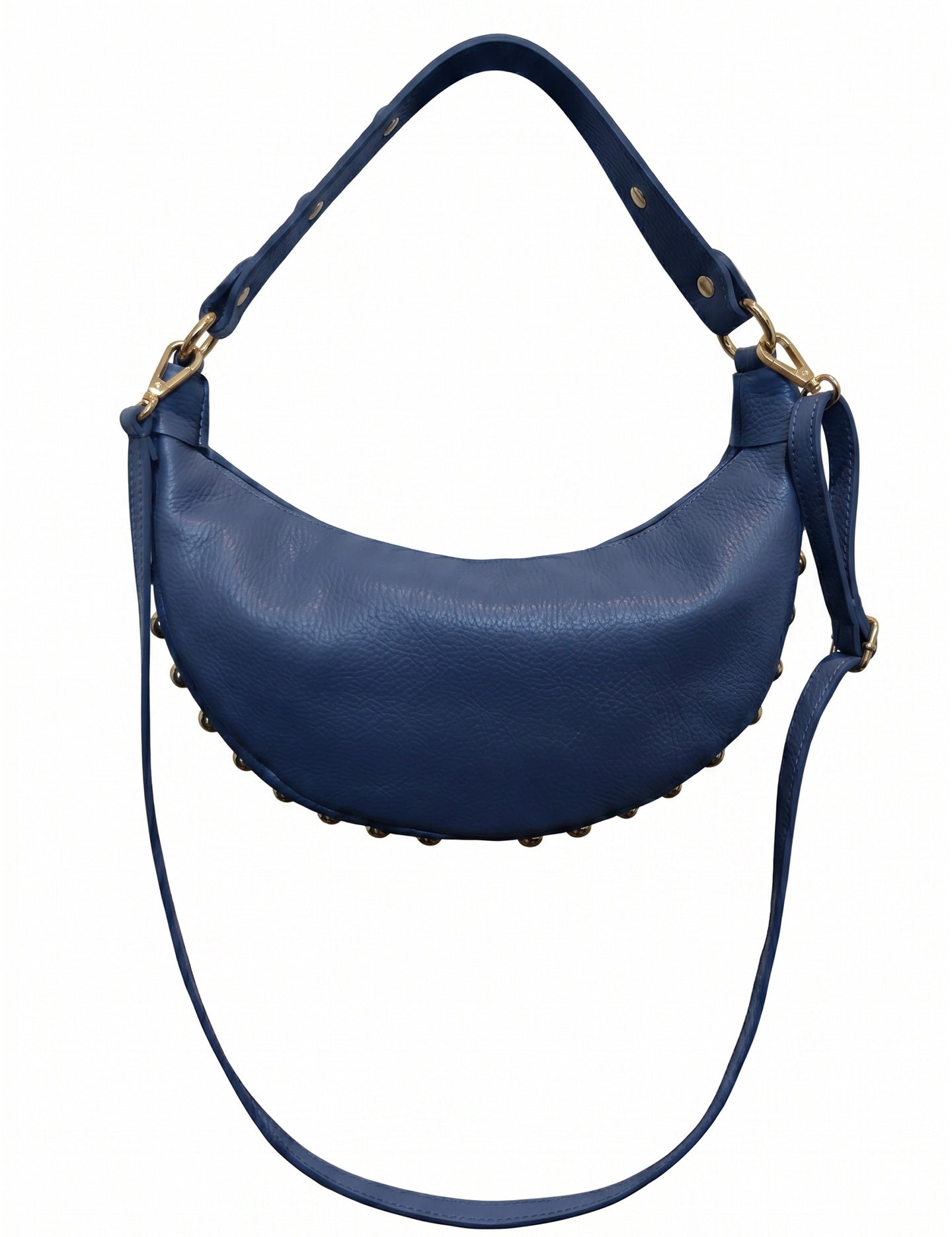 Borsa a Tracolla in Dollaro Leather Blu Jeans