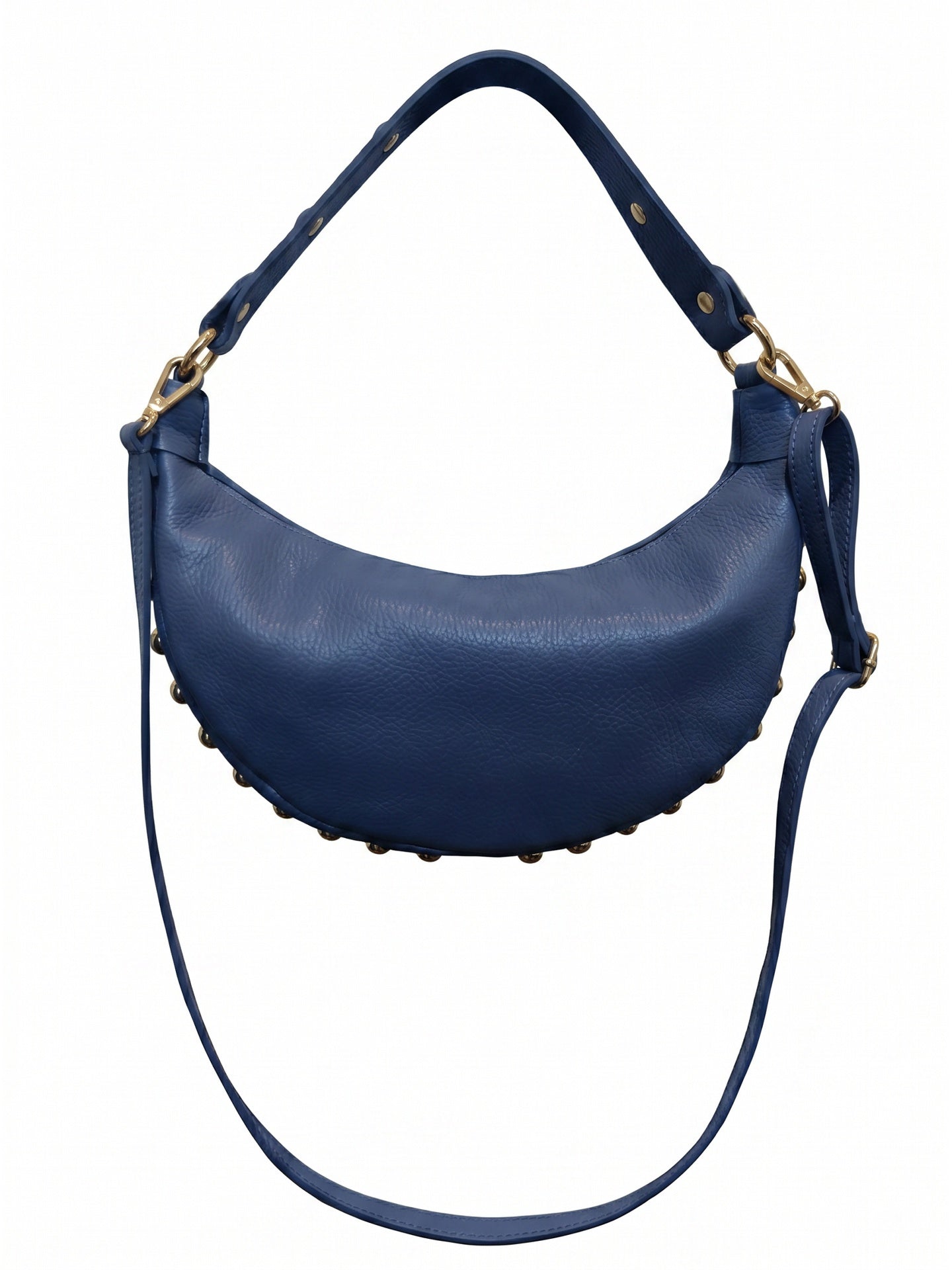 Borsa a Tracolla in Dollaro Leather Blu Jeans