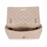 Bolso de hombro de poliéster beige
