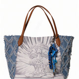 Borsa a Mano in Pelle Vegana Blu