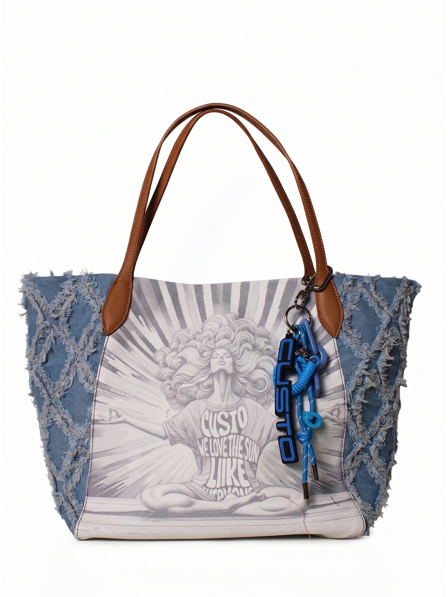 Borsa a Mano in Pelle Vegana Blu
