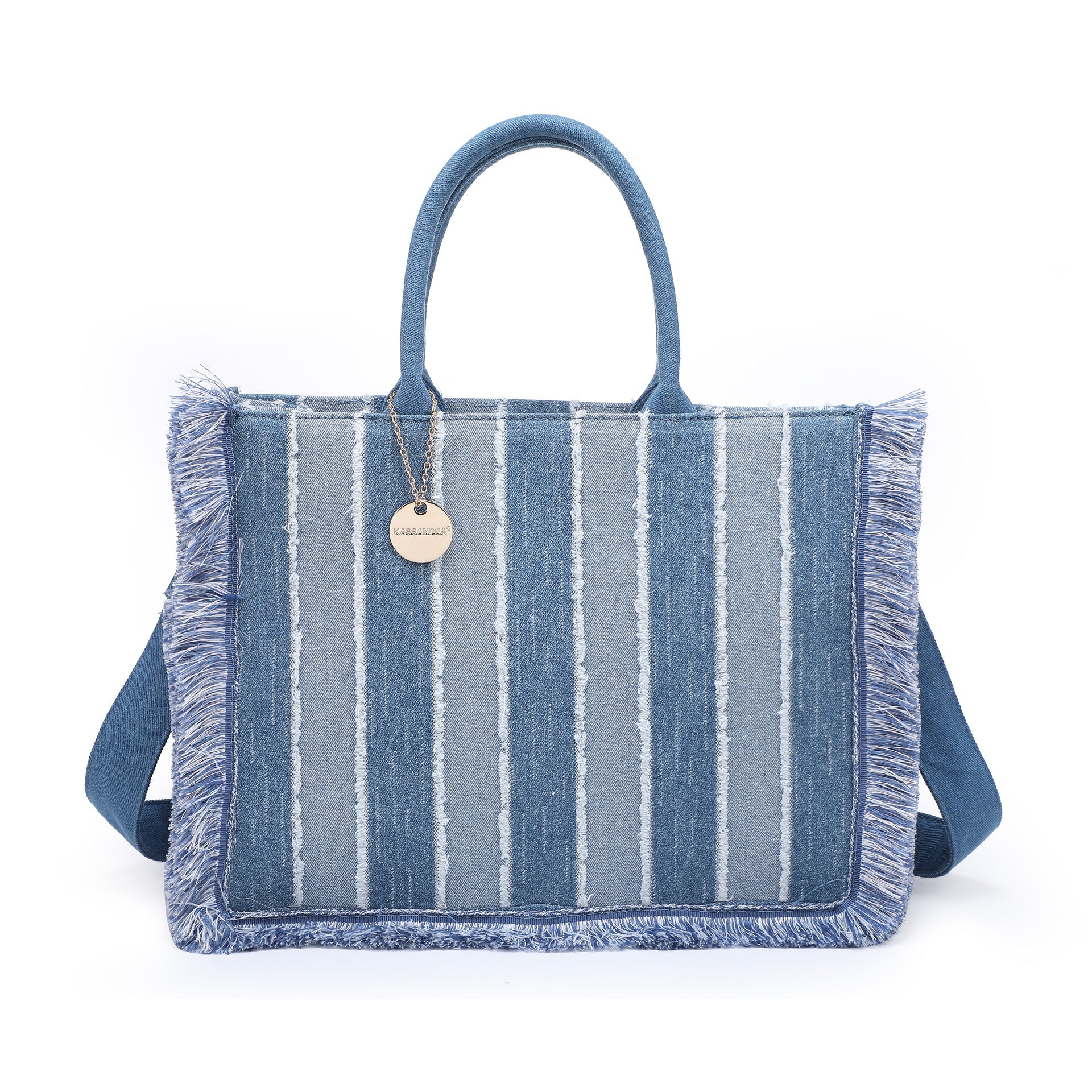 Borsa a Tracolla in Poliestere Blu e Bianco Kassandra