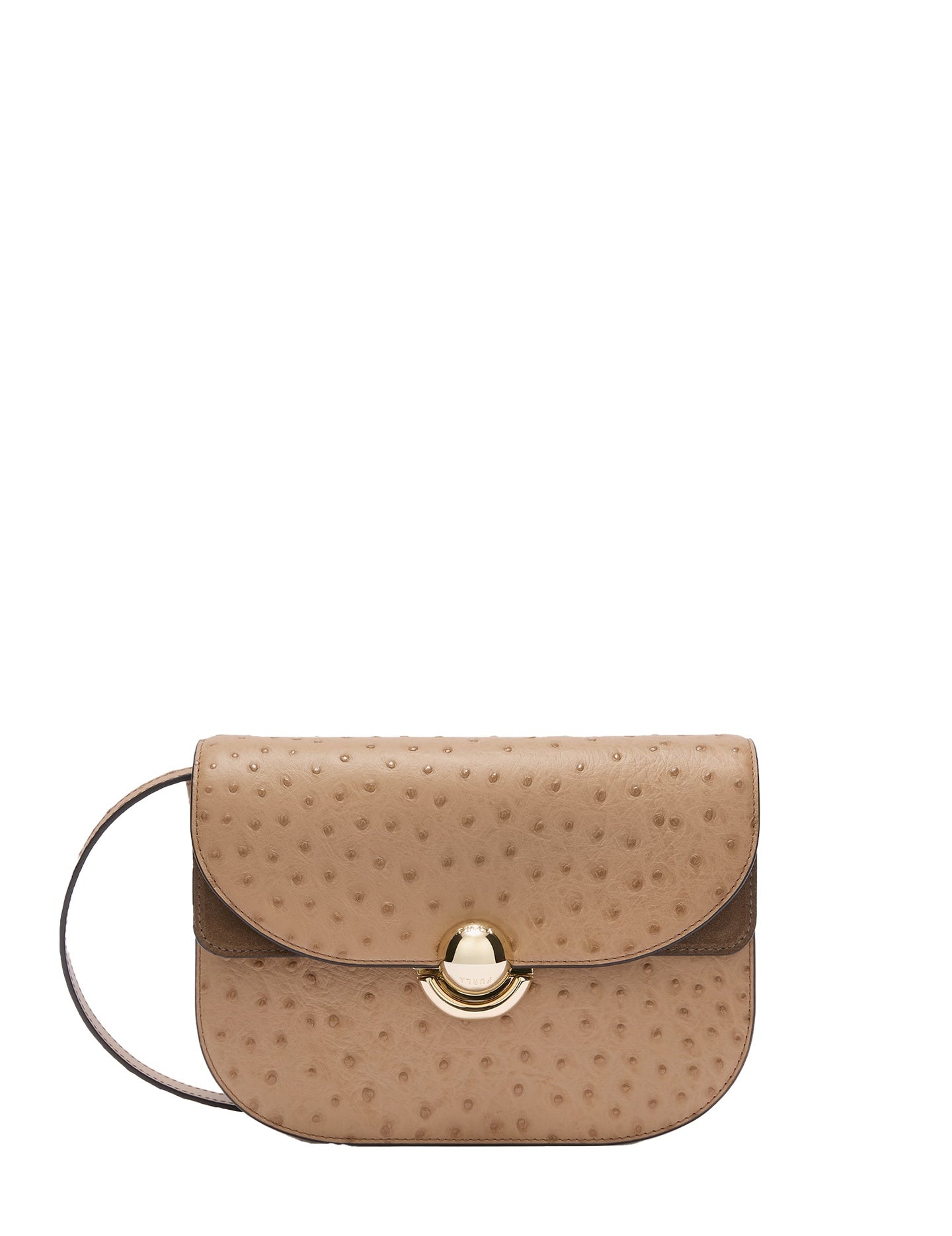 Borsa a Tracolla in Pelle Stampa Ostrich Taupe Furla