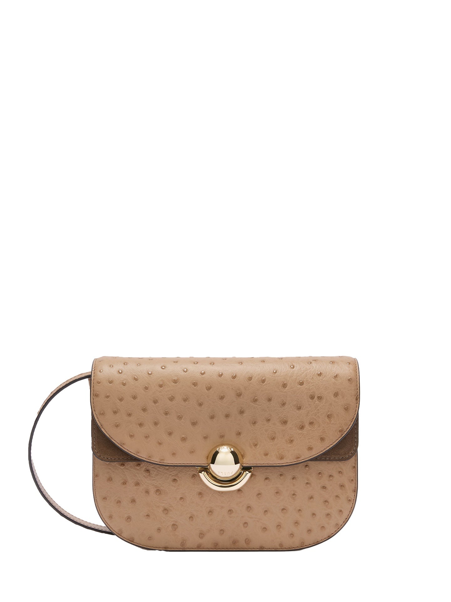 Borsa a Tracolla in Pelle Stampa Ostrich Taupe Furla