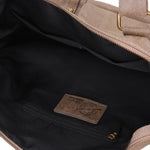 Borsa a Spalla in Genuine Printed Suede Leather Beige Scuro