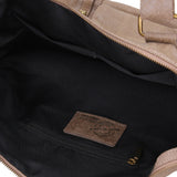 Borsa a Spalla in Genuine Printed Suede Leather Beige Scuro