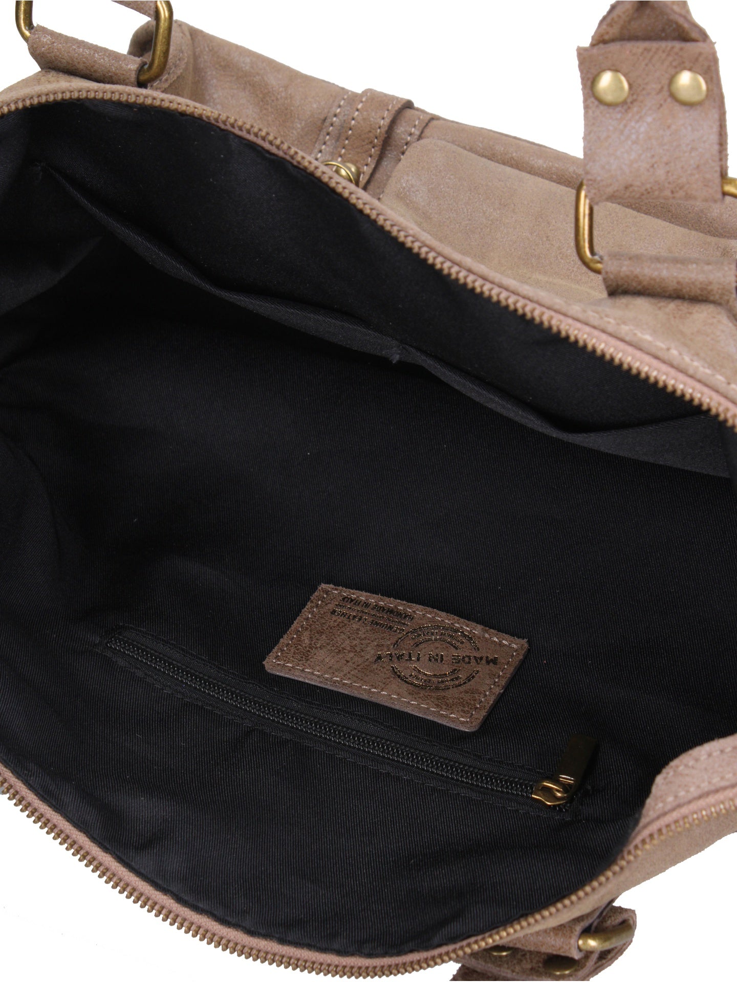 Borsa a Spalla in Genuine Printed Suede Leather Beige Scuro