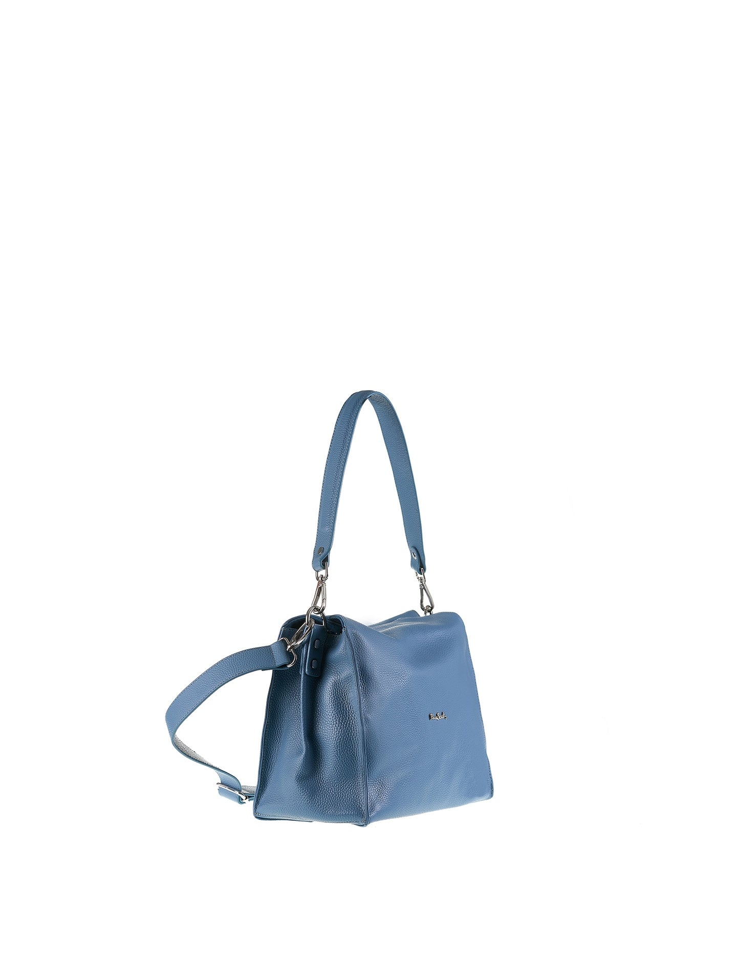 Borsa a Spalla in Vera Pelle Blu Jeans