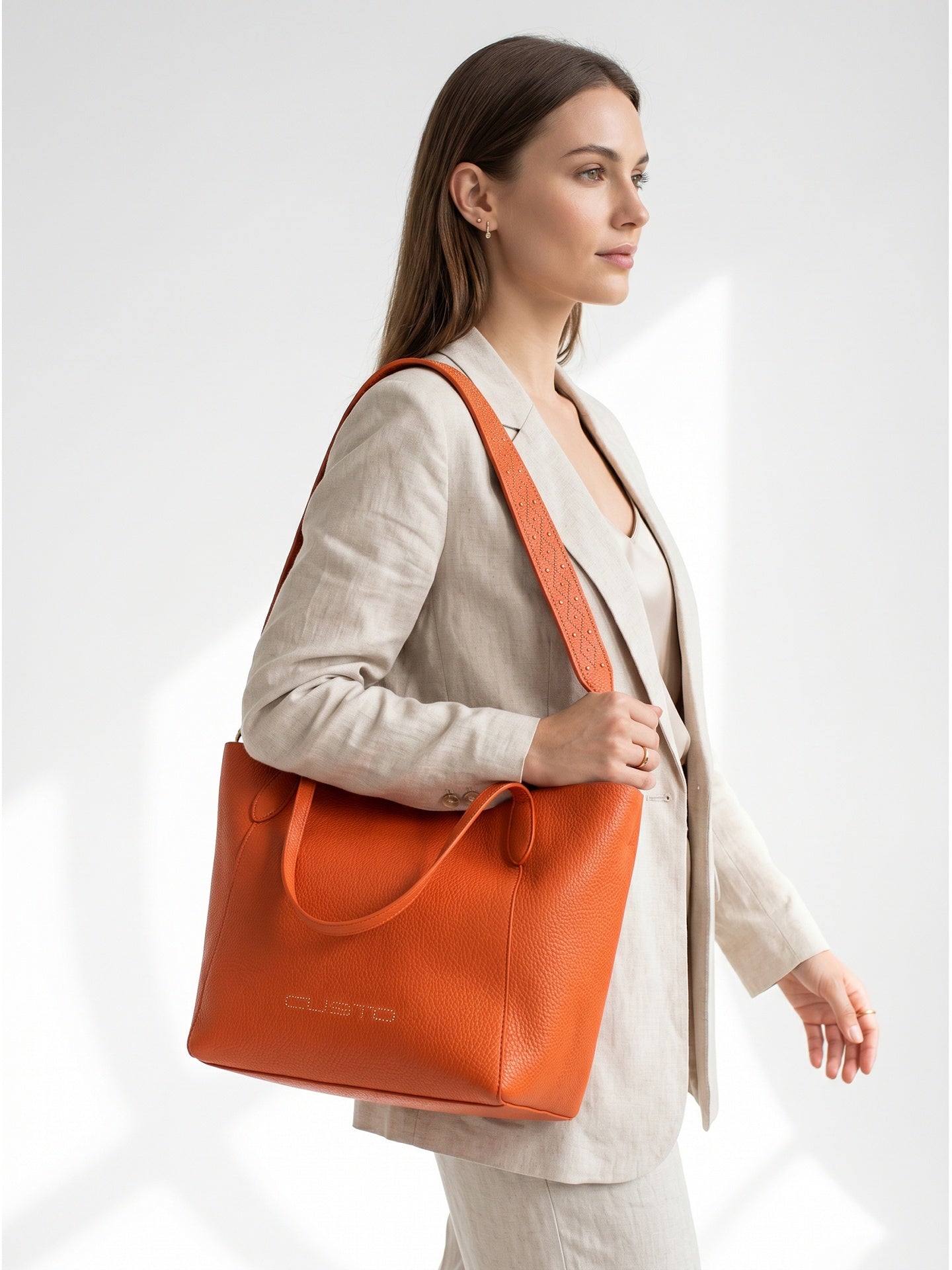 Borsa a Tracolla in Pelle Vegana Arancione