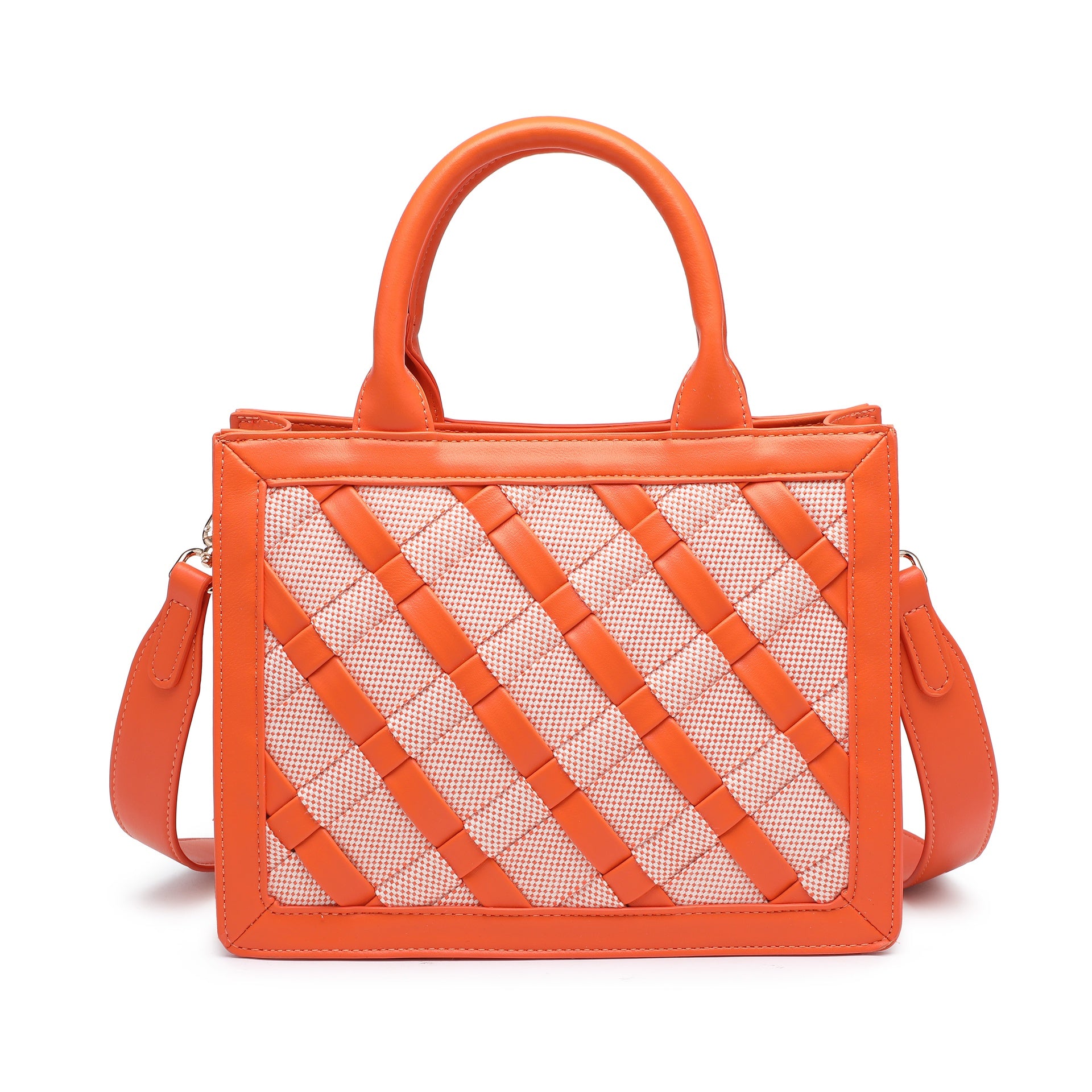 Borsa a Mano in Pelle Vegana Arancione