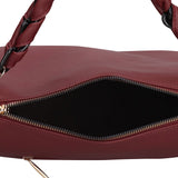 Bolso de hombro de piel vegana color burdeos
