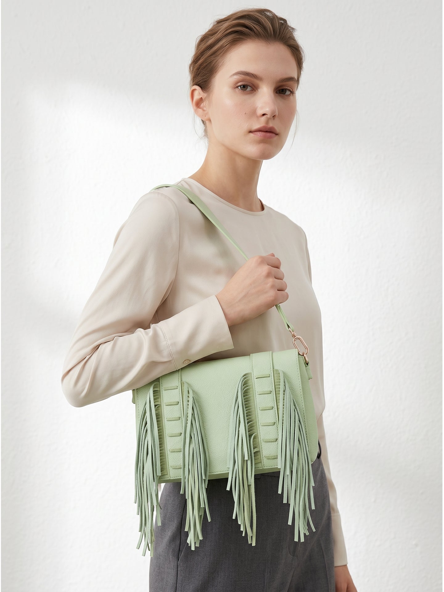 Borsa a Tracolla in Polyurethane Verde