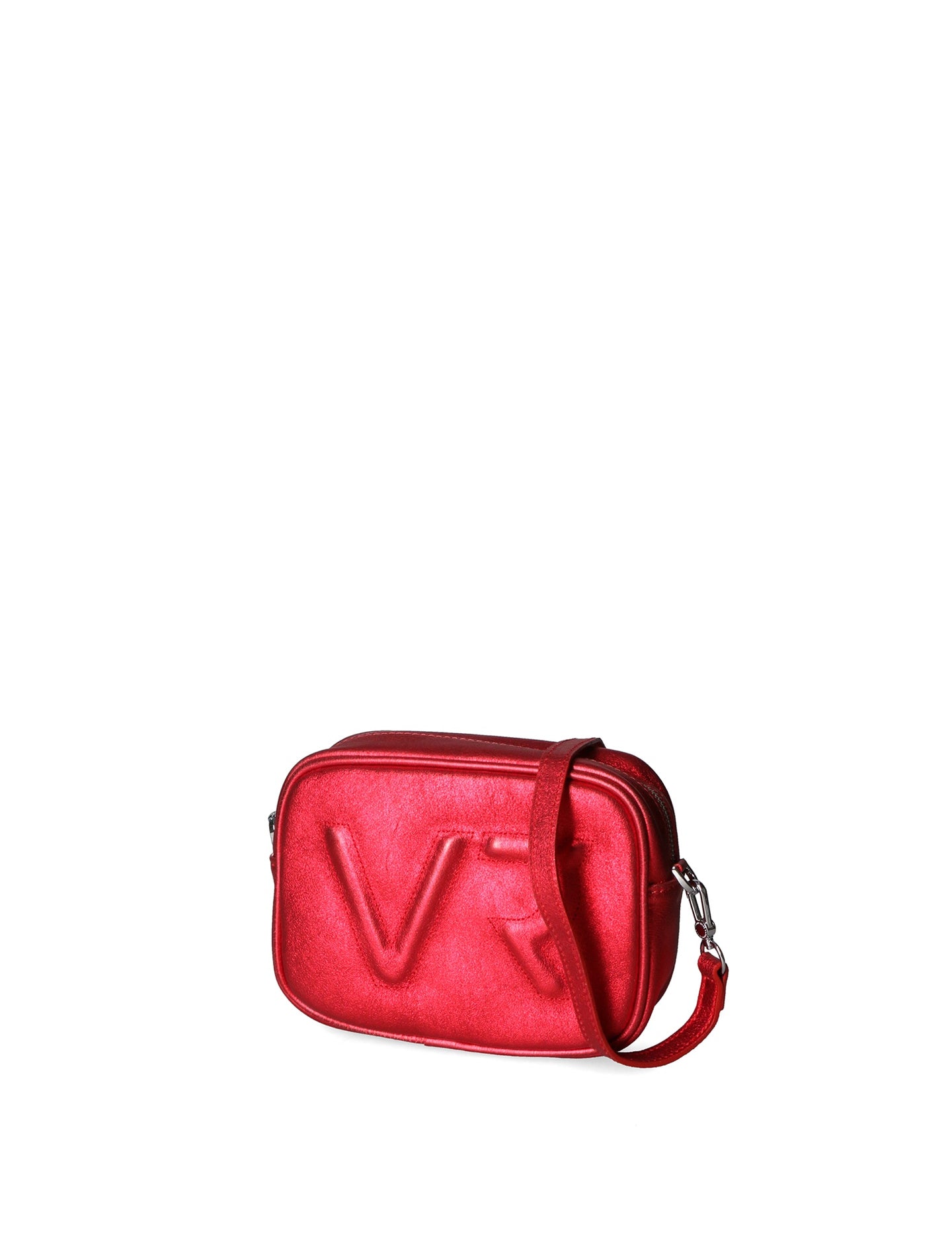 Borsa a Tracolla in Genuine Printed Suede Leather Rosso